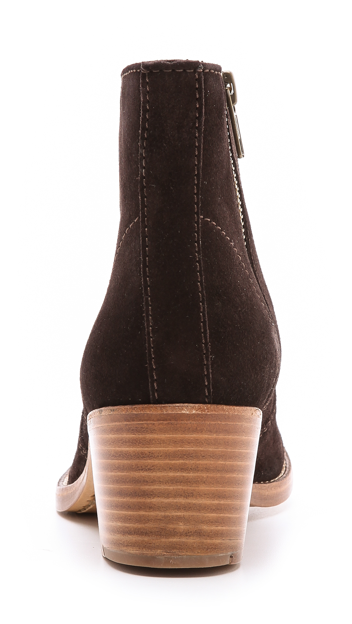 stacked heel bootie