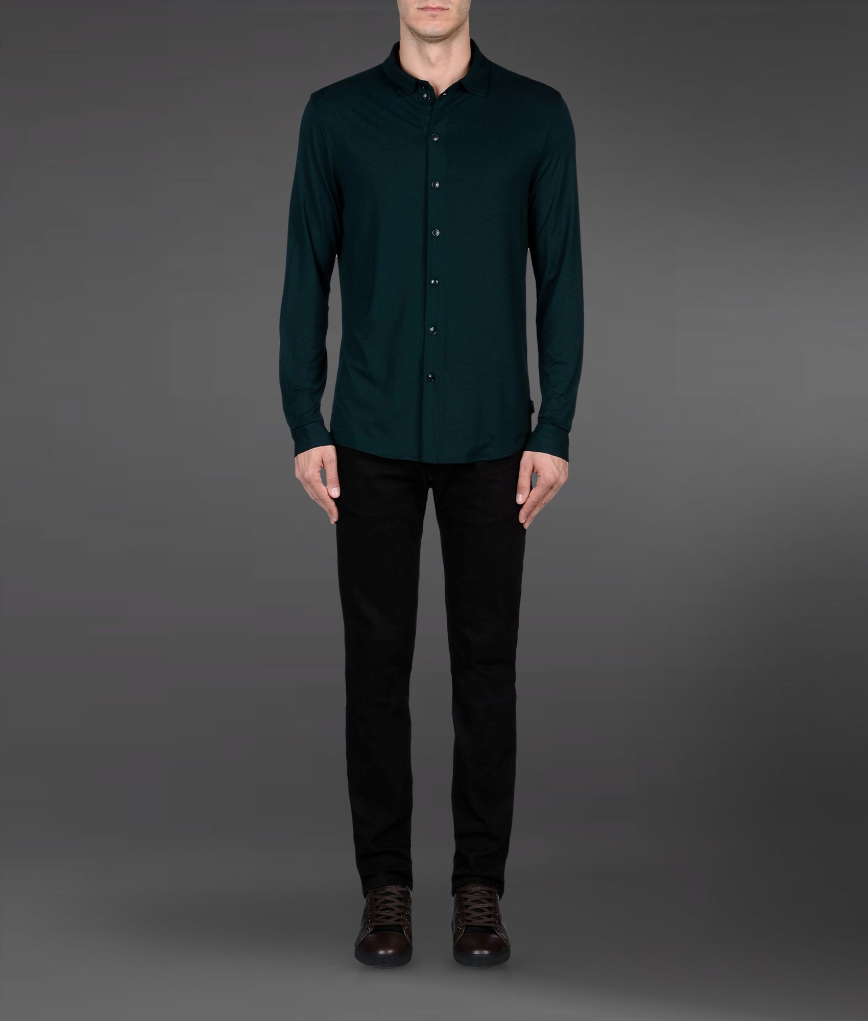 Armani Long Sleeve Shirt in Dark Green 
