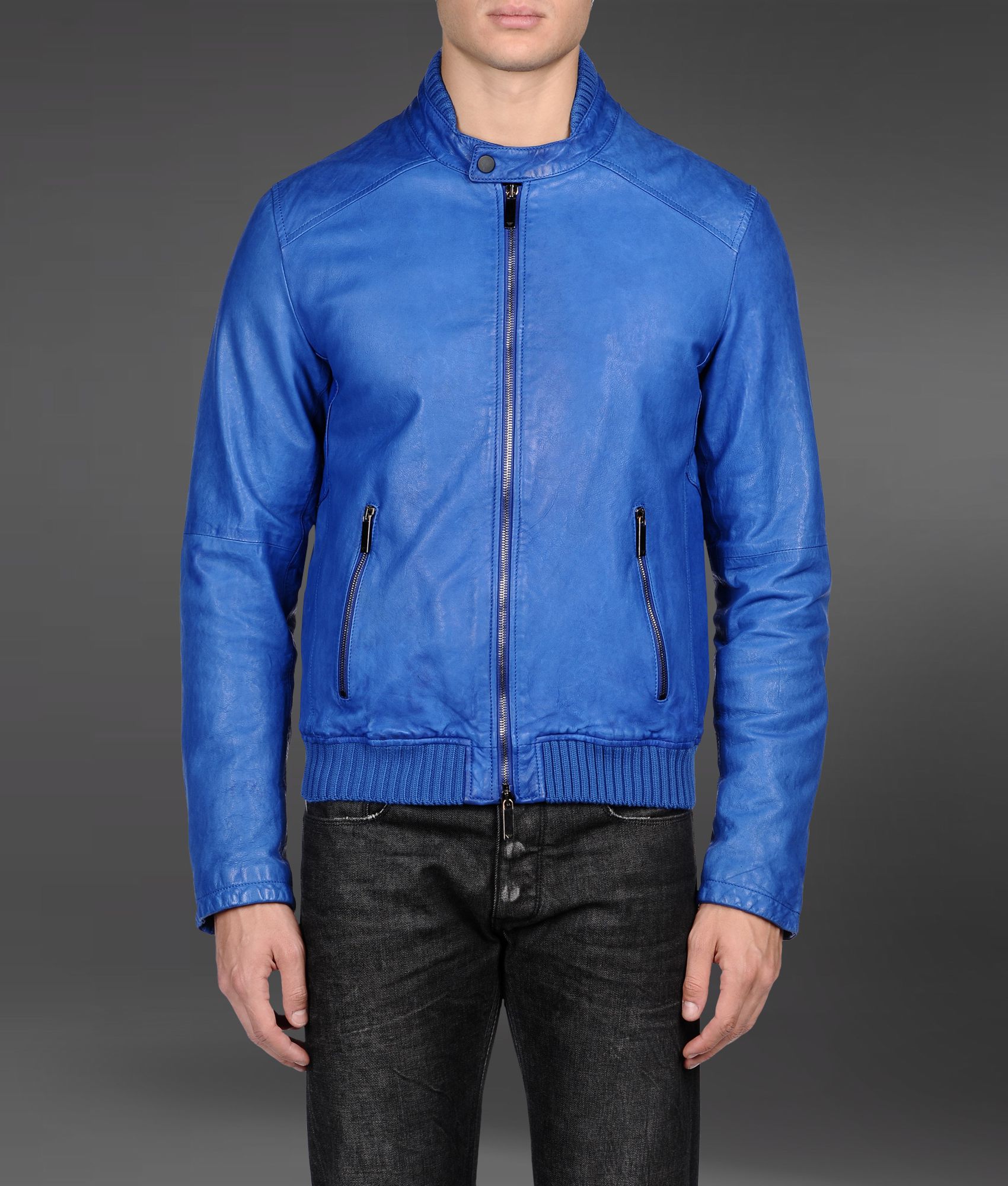Armani Blue Leather Jacket Spain, SAVE 36% - icarus.photos