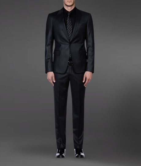 Emporio Armani Slim Fit Suit in Flannel in Gray for Men (Steel grey) | Lyst