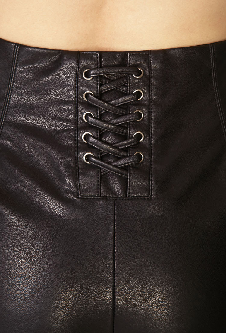 Faux Leather Shorts in Black 