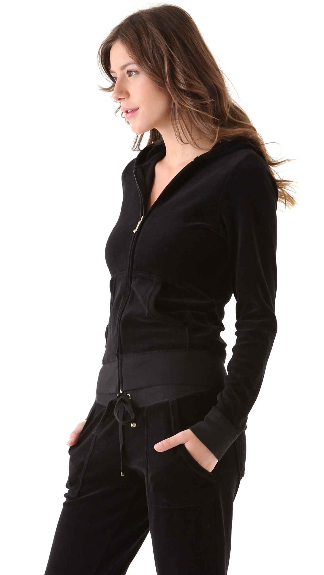 Juicy Couture Velour Original Zip Hoodie in Black - Lyst