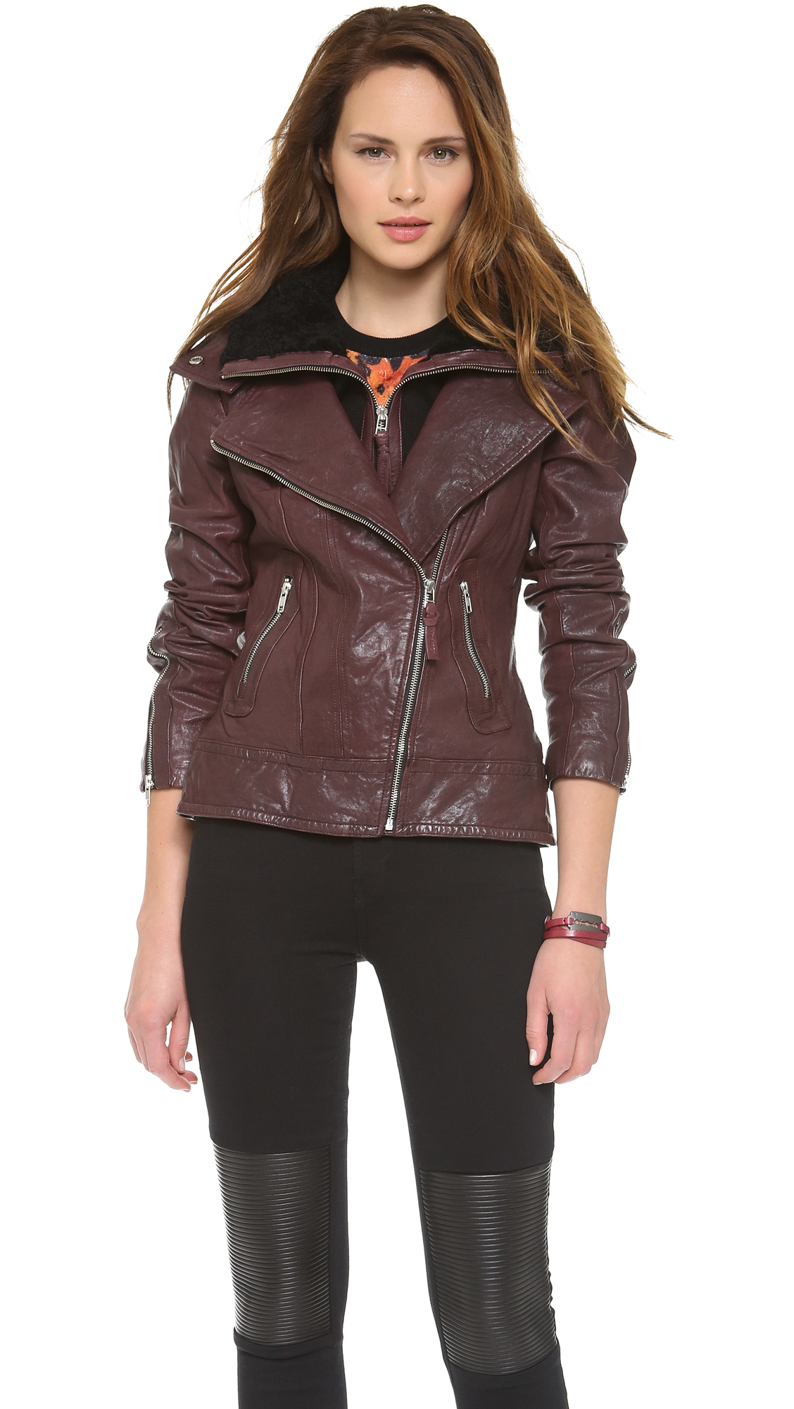 Mackage Veruca Leather Jacket in Merlot (Brown) - Lyst