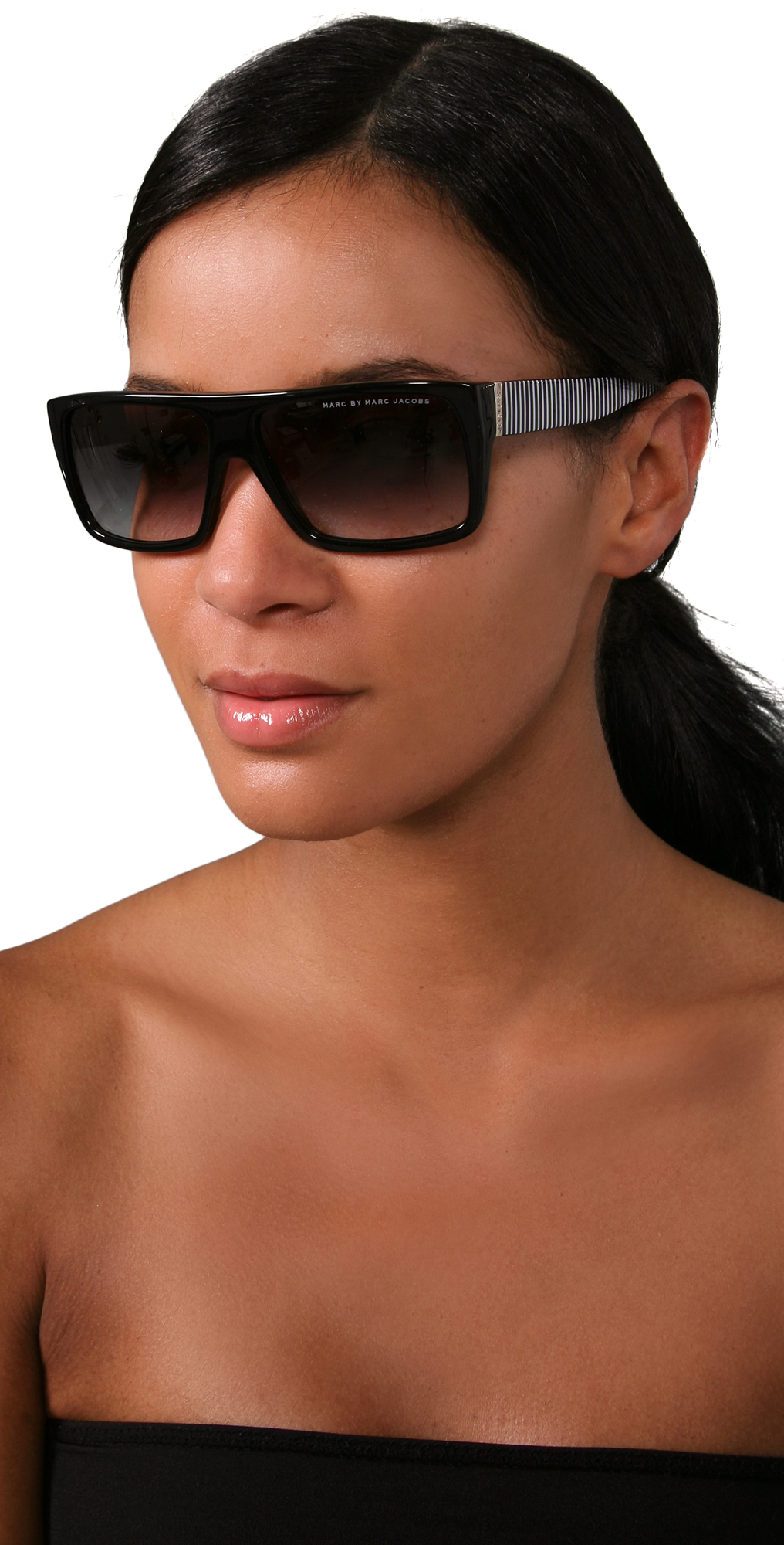 Marc By Marc Jacobs Side Stripe Sunglasses Blackblackwhite | Lyst