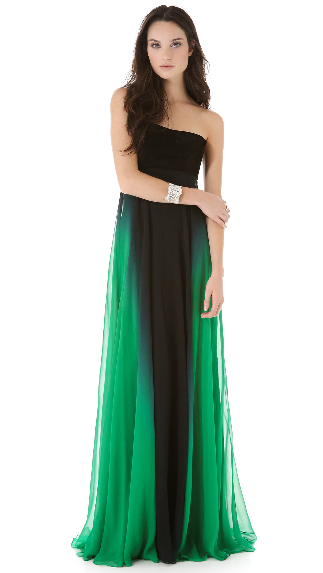 monique lhuillier strapless gown