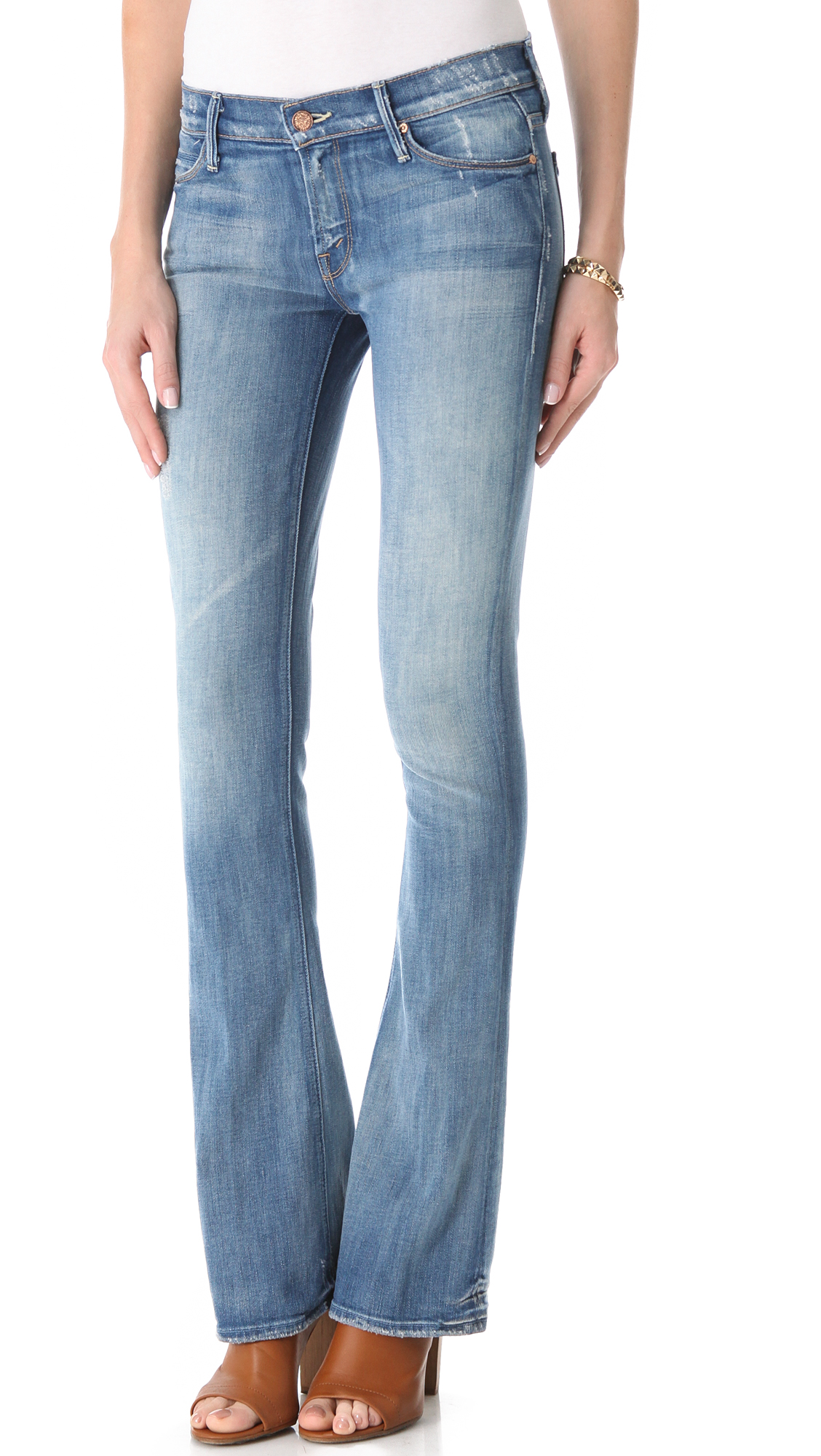 Mother The Runaway Skinny Flare Jeans in Blue | Lyst