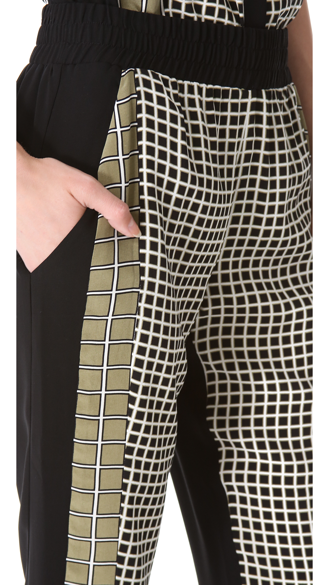grid print pants