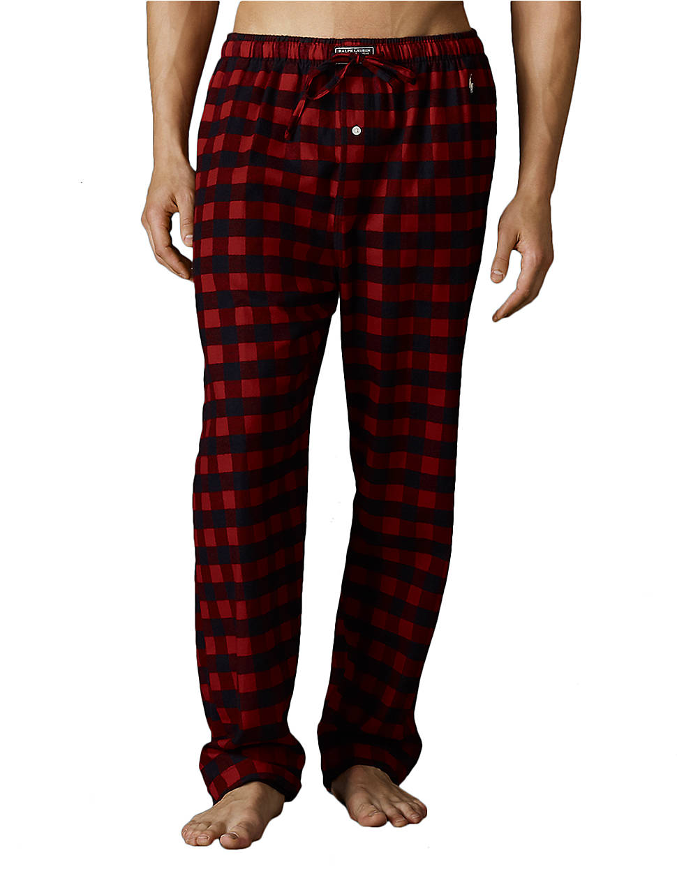 red cotton pants