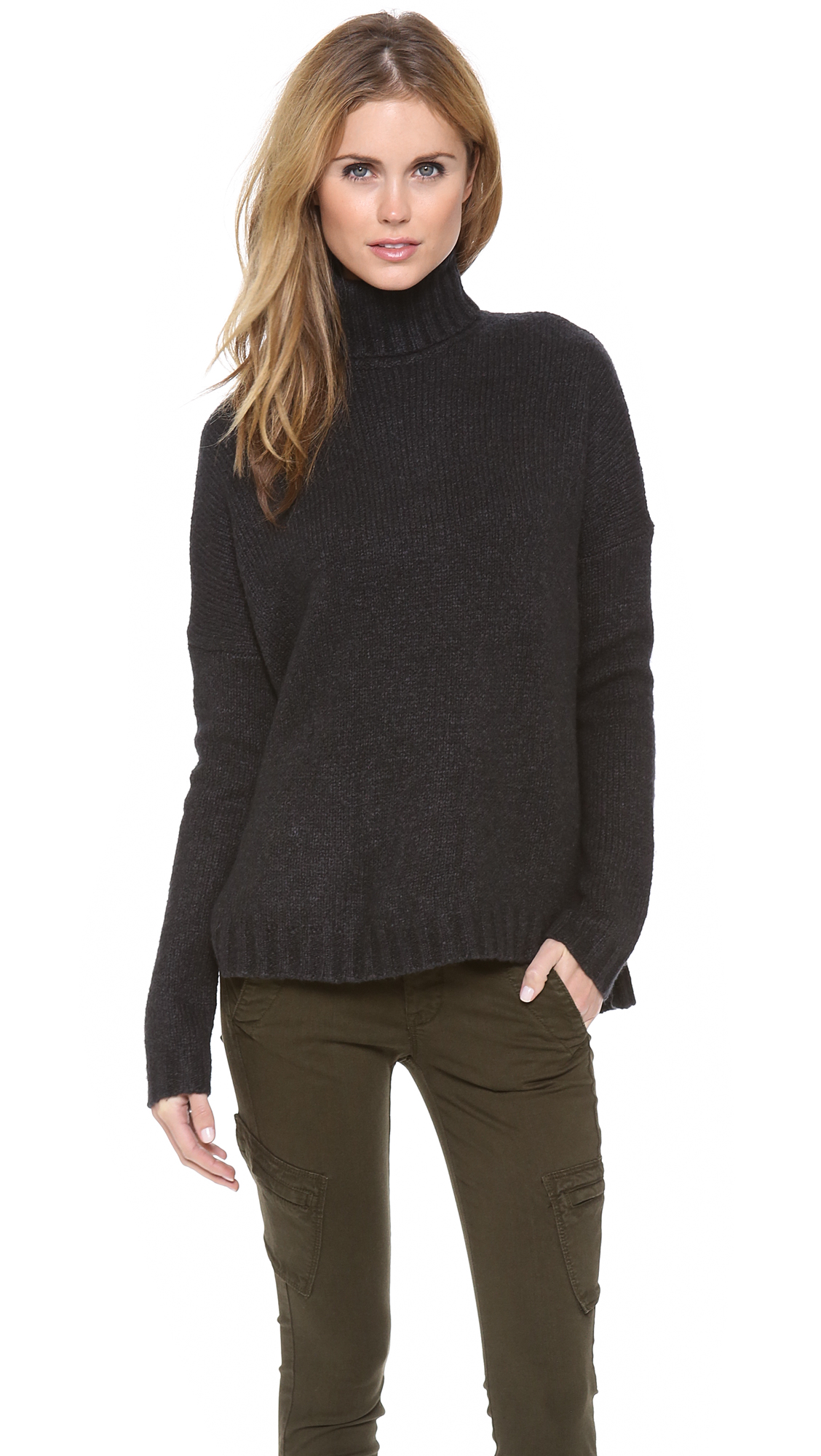 Vince Cozy Turtleneck Sweater in Dark Charcoal (Gray) - Lyst