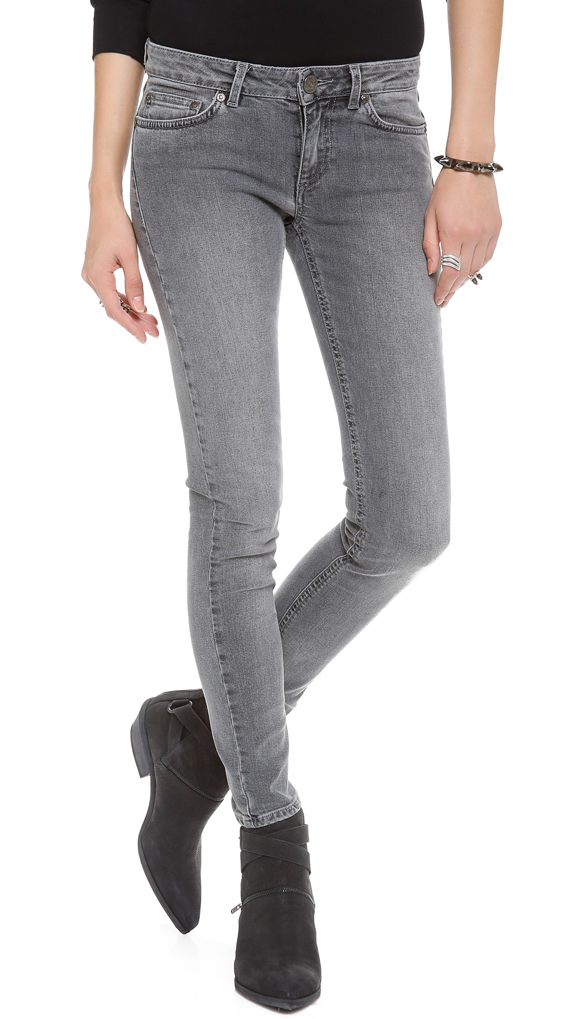 Won Hundred Elle Skinny Jeans in Light Grey (Gray) - Lyst