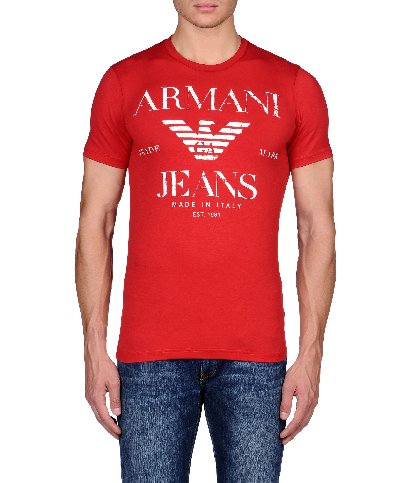 Armani Jeans Print Tshirt in Red for Men - Lyst