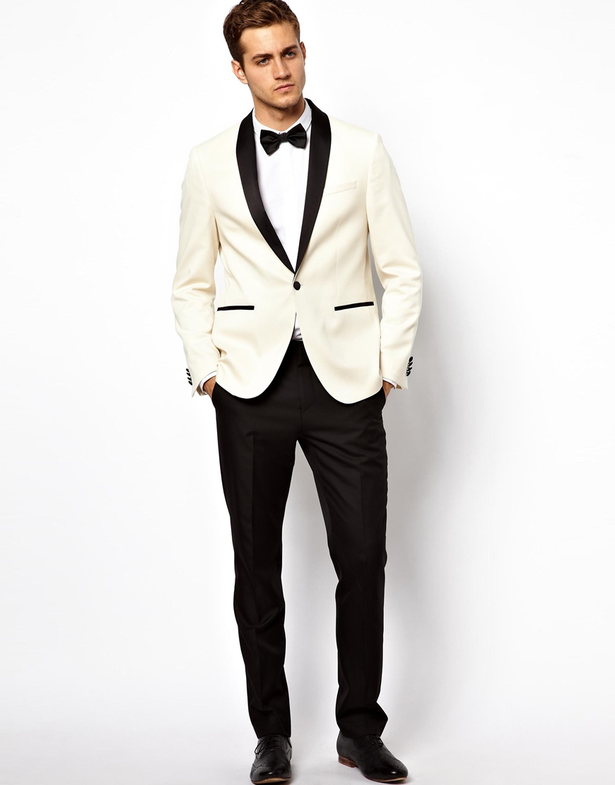 Asos Slim Tuxedo Jacket in White for Men | Lyst