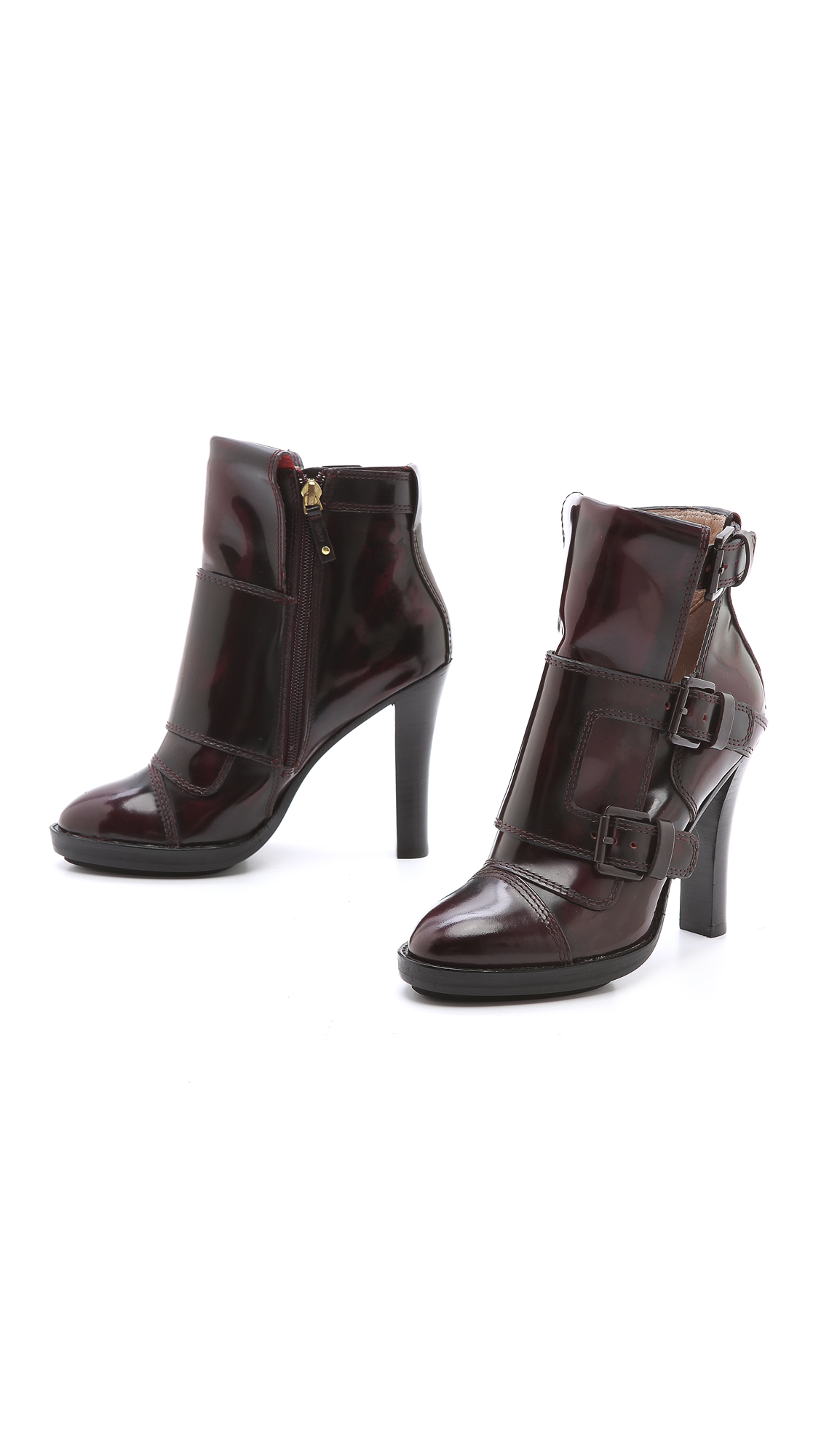 Lyst Dkny Leigh Monk Strap Booties in Brown