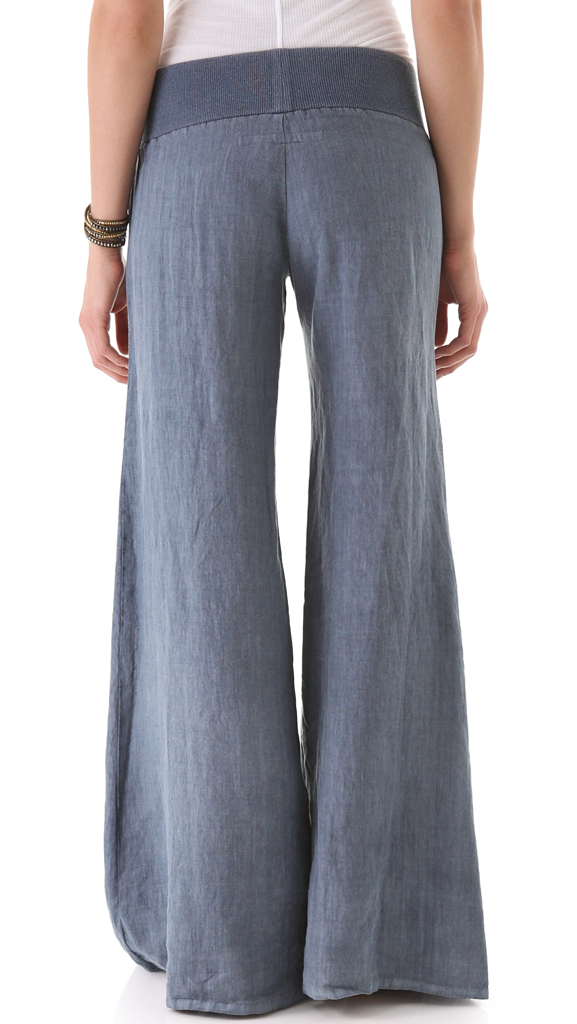 womens wide leg linen trousers