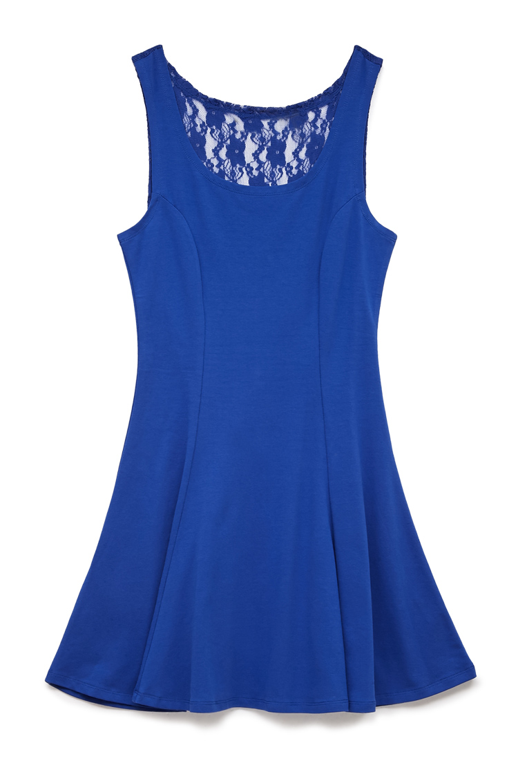 Forever 21 Lovely Lace Skater Dress In Blue Lyst 9857