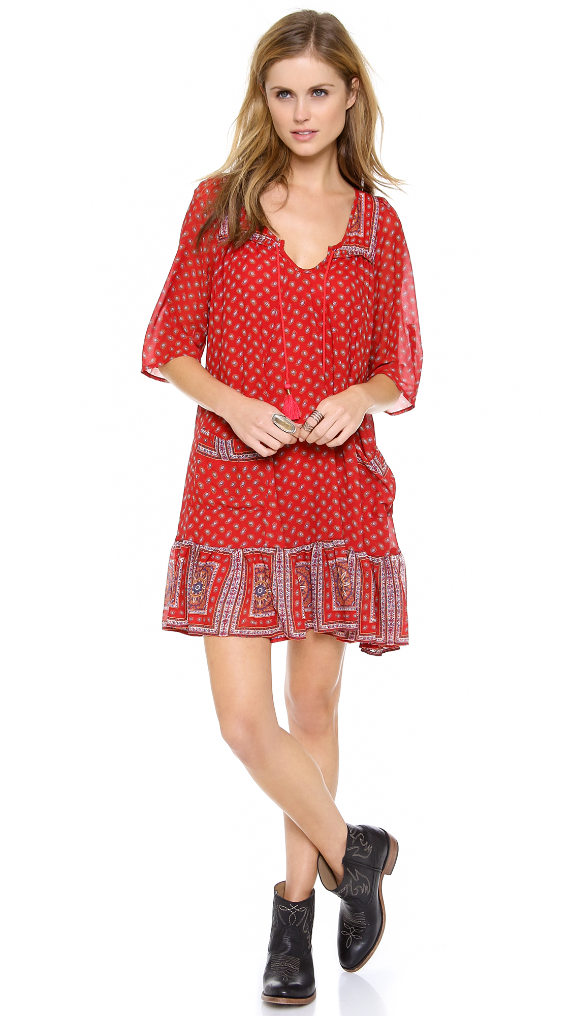 free people red wrap dress