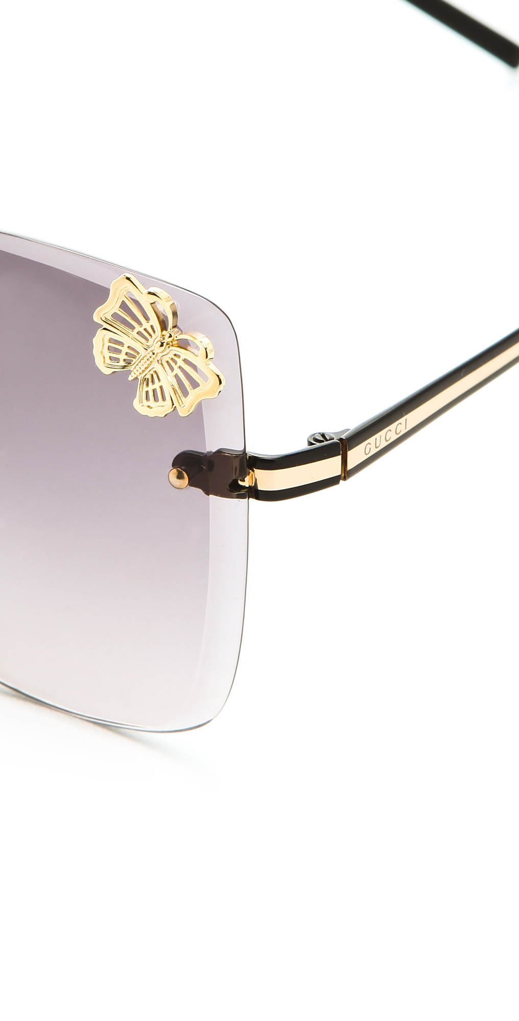Gucci Butterfly Butterfly Sunglasses in Gold/Black (Metallic) Lyst