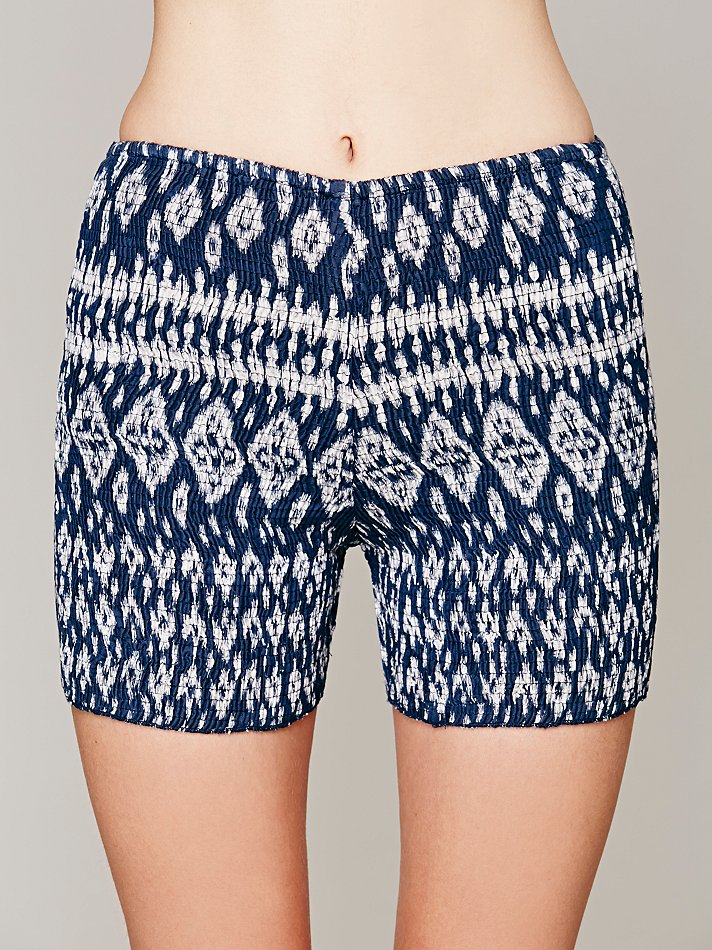 Lyst - Free people Fp One Smocked Bike Shorts in Blue
