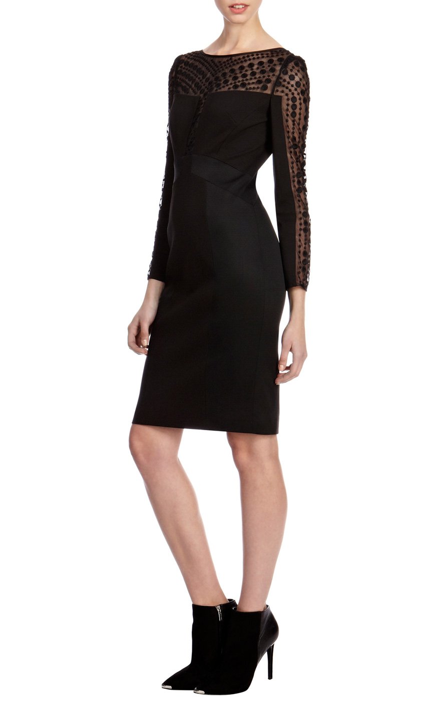 Lyst Karen Millen Polka Dot Embroidery Dress in Black