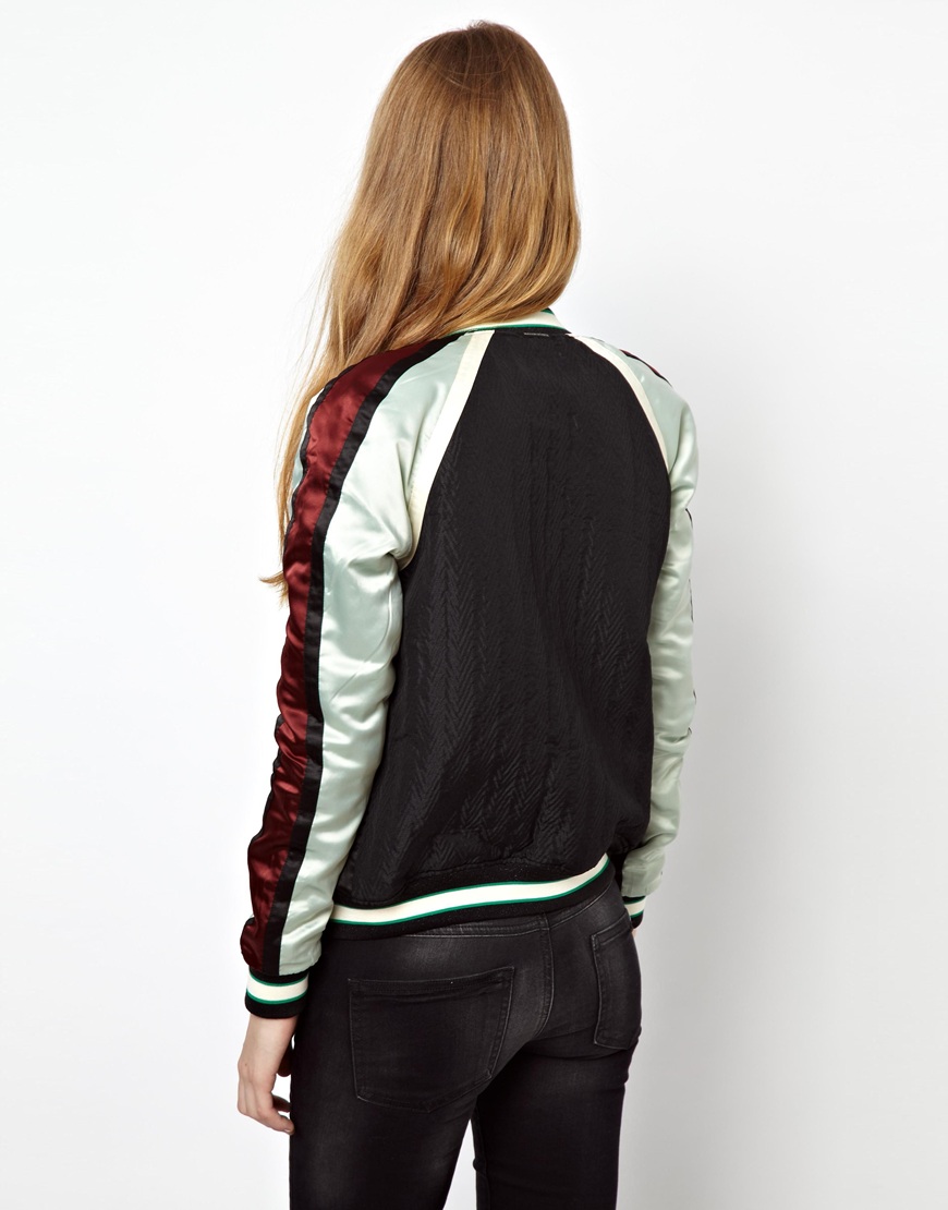 Lyst Asos Maison Scotch Baseball Jacket with Oriental Detail in Black