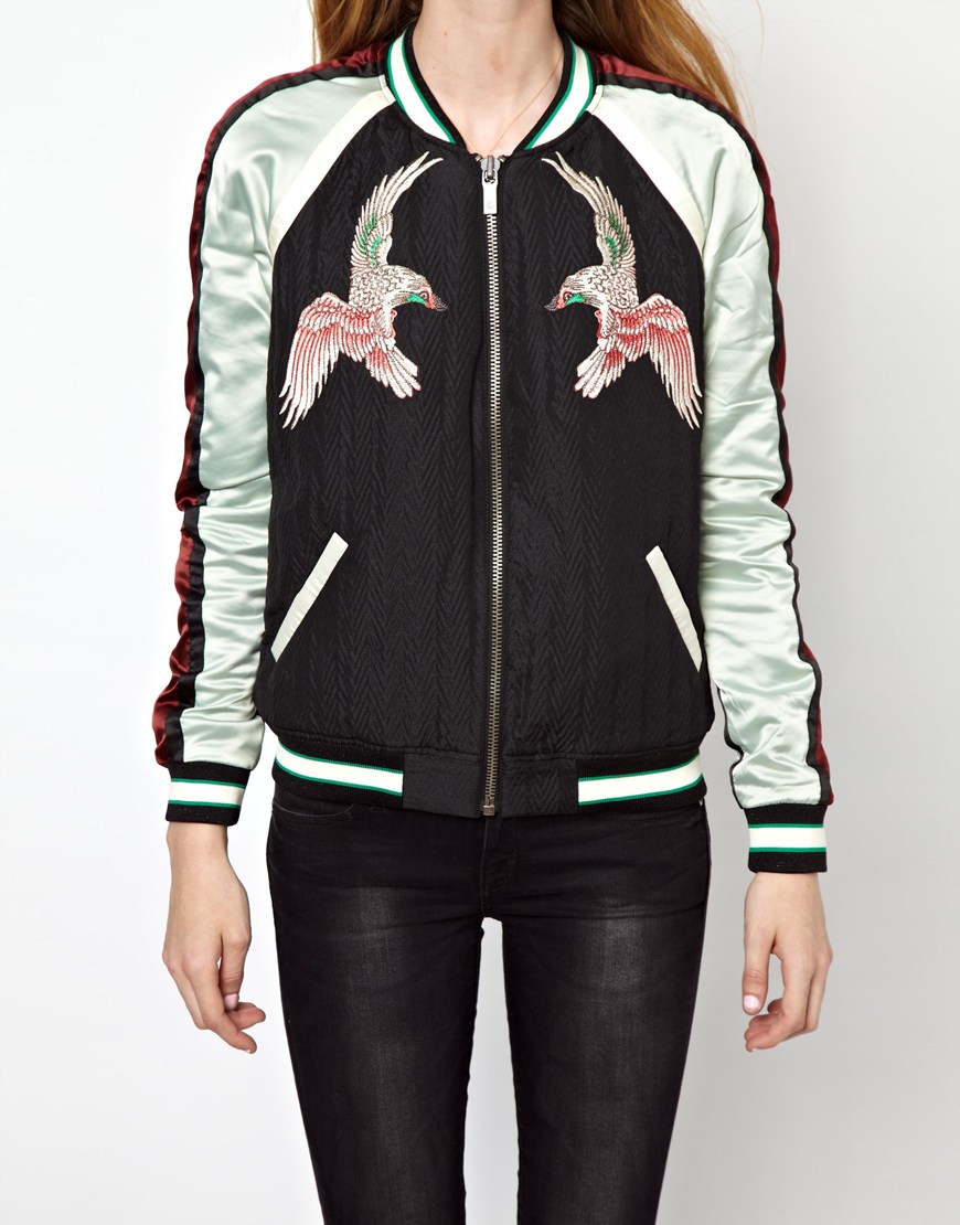 Lyst Asos Maison Scotch Baseball Jacket with Oriental Detail in Black
