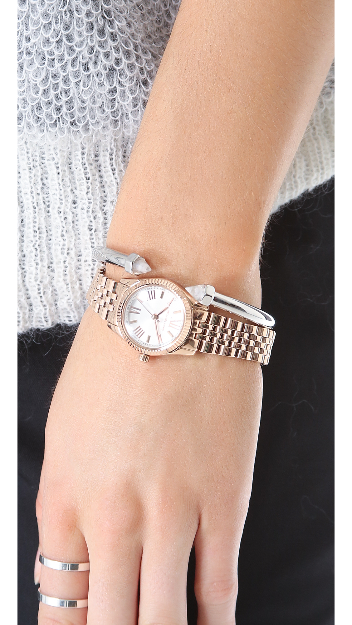 michael kors mini lexington watch silver