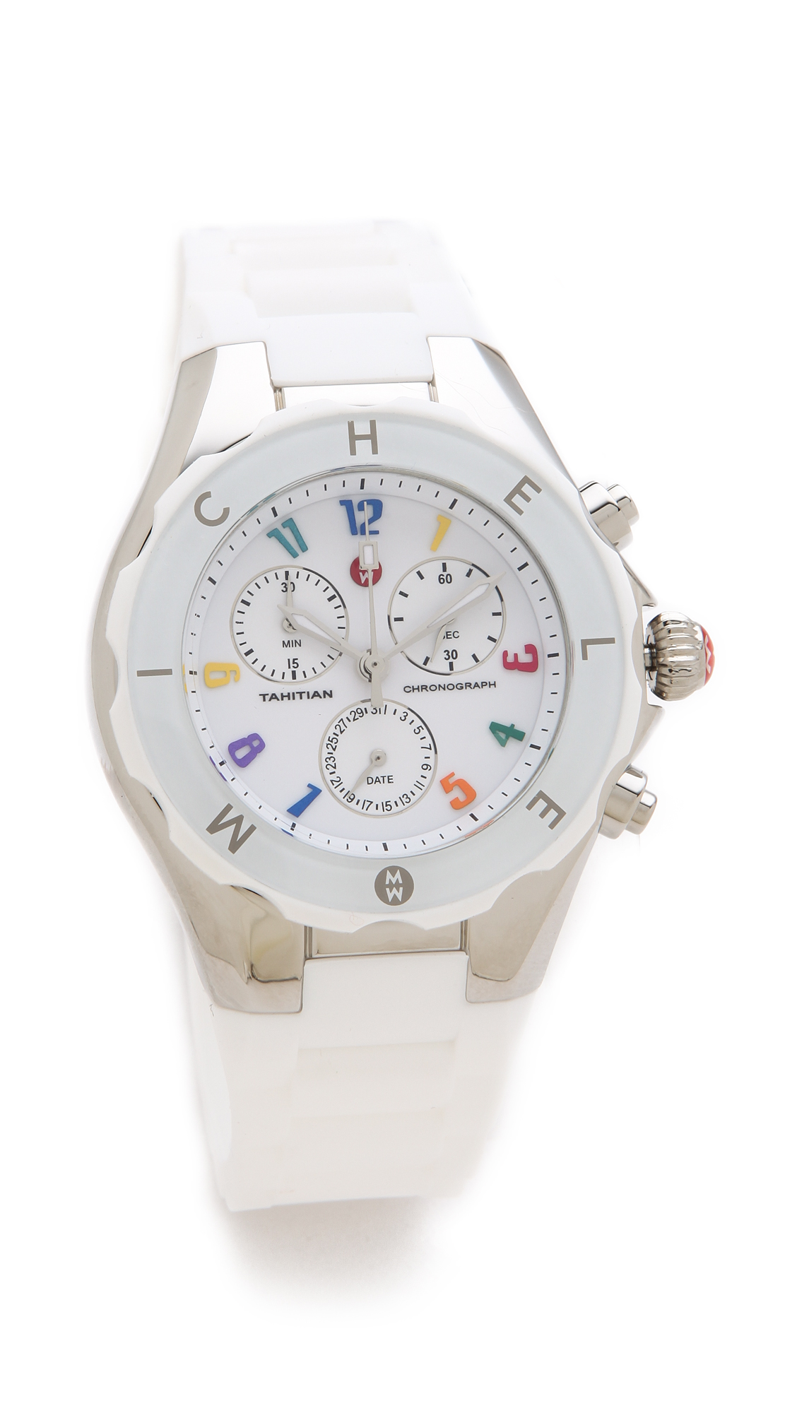 Michele Large Tahitian Jelly Bean Carousel Watch in White | Lyst