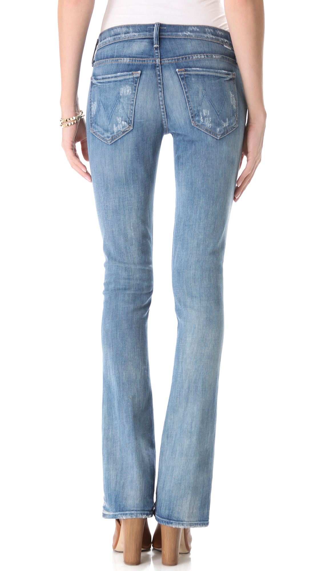 mother runaway skinny flare jeans