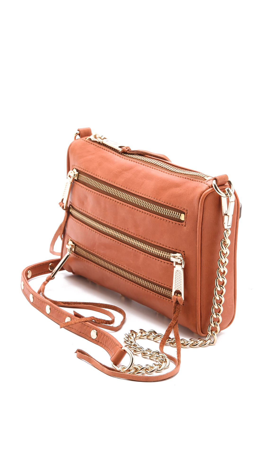 Rebecca Minkoff Mini 5 Zip Bag in Brown | Lyst
