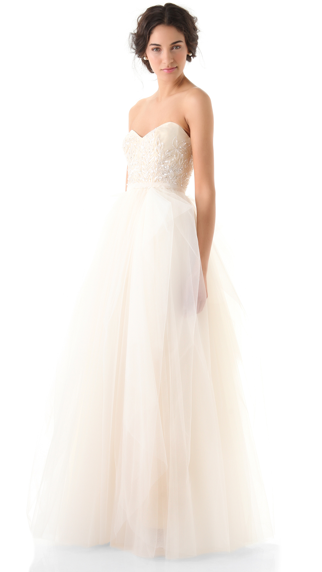 Reem Acra Beaded Cap Sleeve Wedding Dress