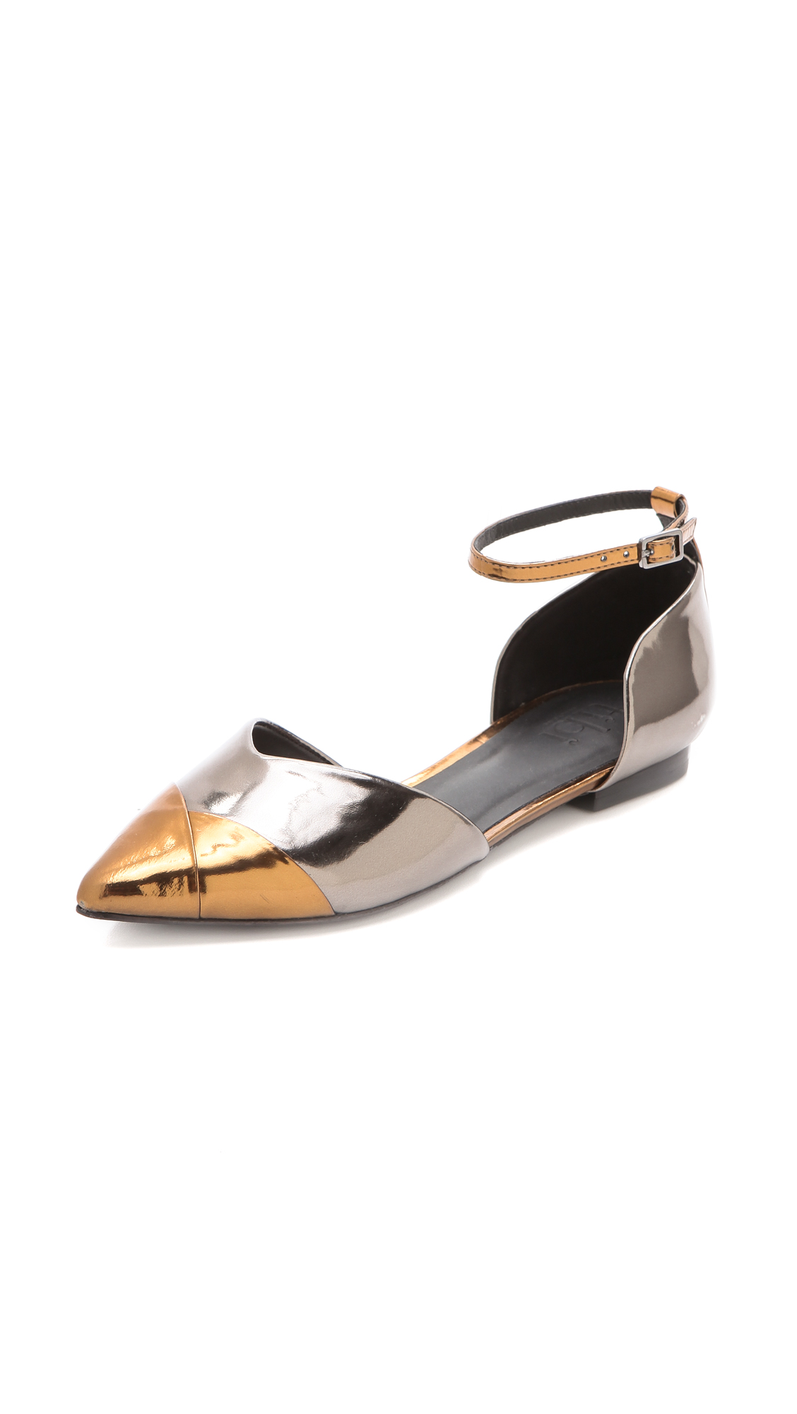 Tibi Cody Dorsay Flats with Ankle Strap in Metallic - Lyst