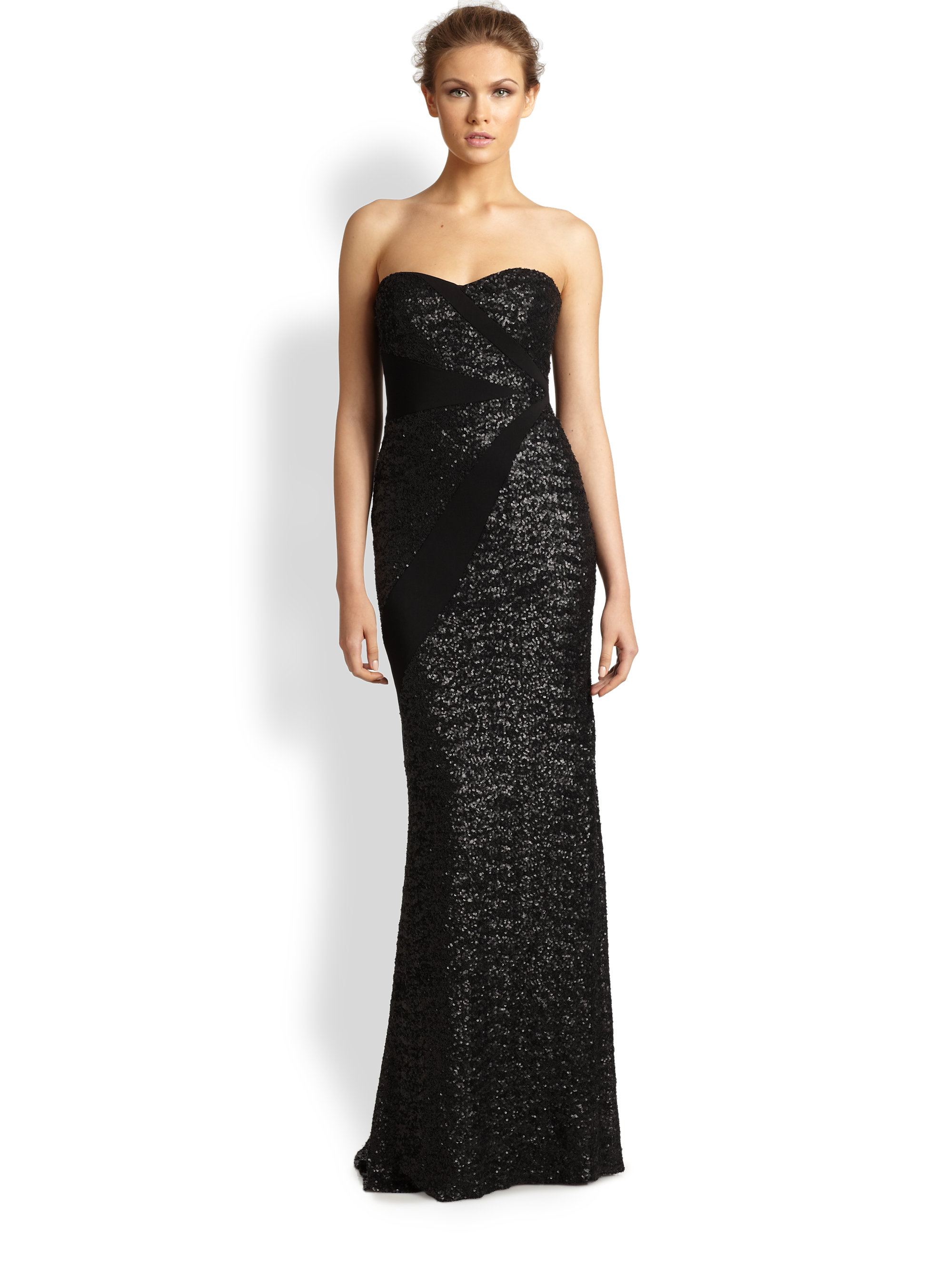 badgley mischka plaid sequin gown