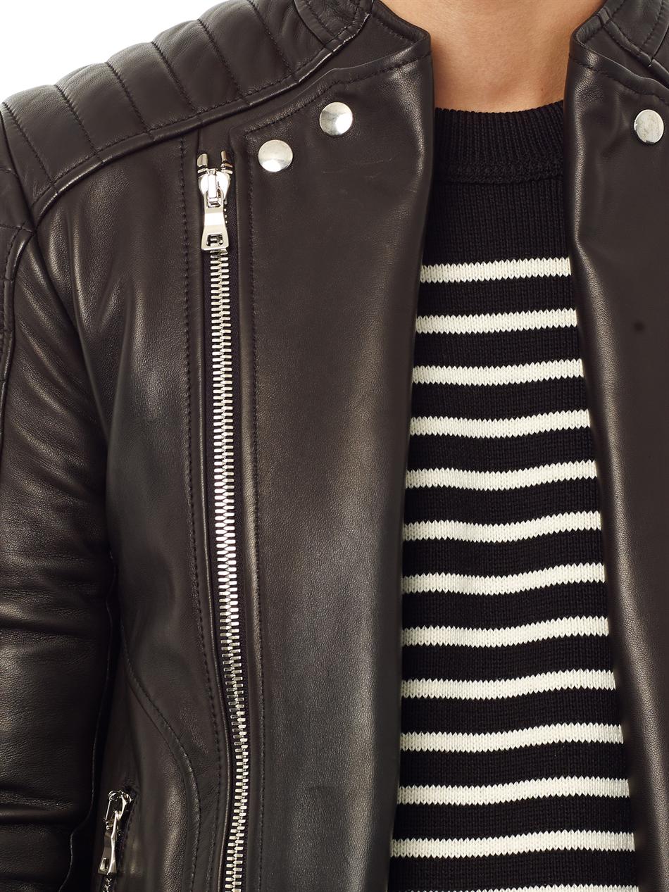 Balmain Quilted Leather Biker Jacket In Black For Men Lyst Gallery
