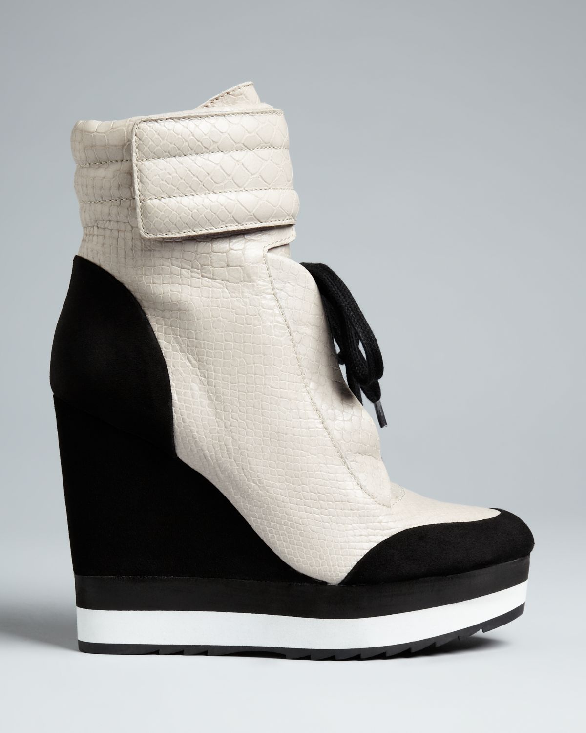 Boutique 9 High Top Wedge Sneaker Booties Whispers in Ice Grey/Black  (Black) - Lyst