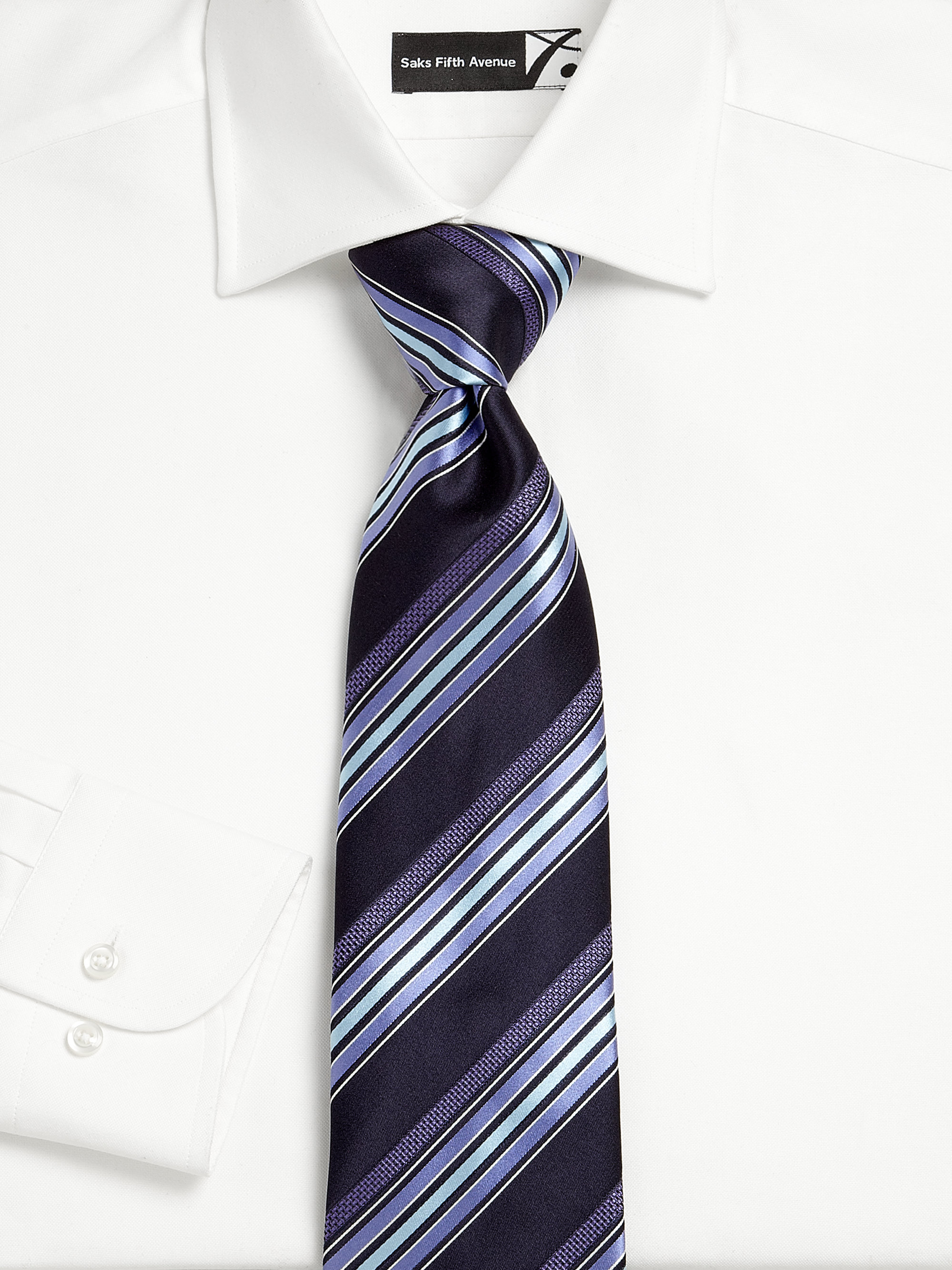 Brioni Navy Wide Stripe Silk Satin Tie in Blue for Men - Lyst