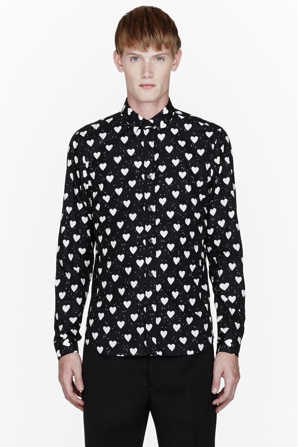Burberry Prorsum Black Heart Print Shirt for Men | Lyst