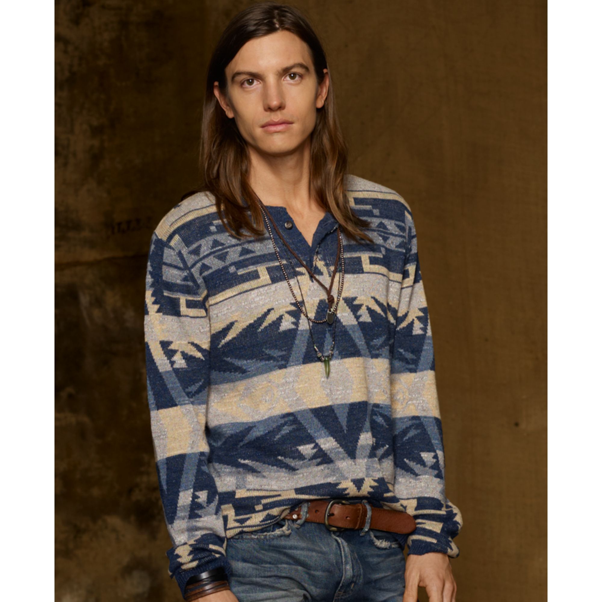 Lyst Denim & Supply Ralph Lauren Henley Striped Cotton Pullover Shirt