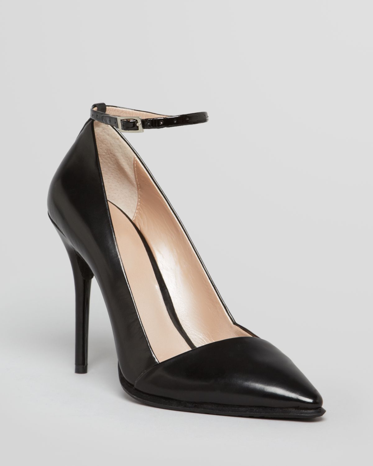 Pointed Toe Pumps Ankle Strap High Heel in Black - Lyst