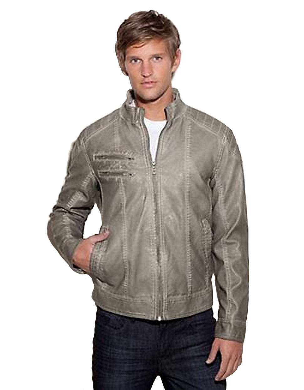 guess faux leather jacket mens