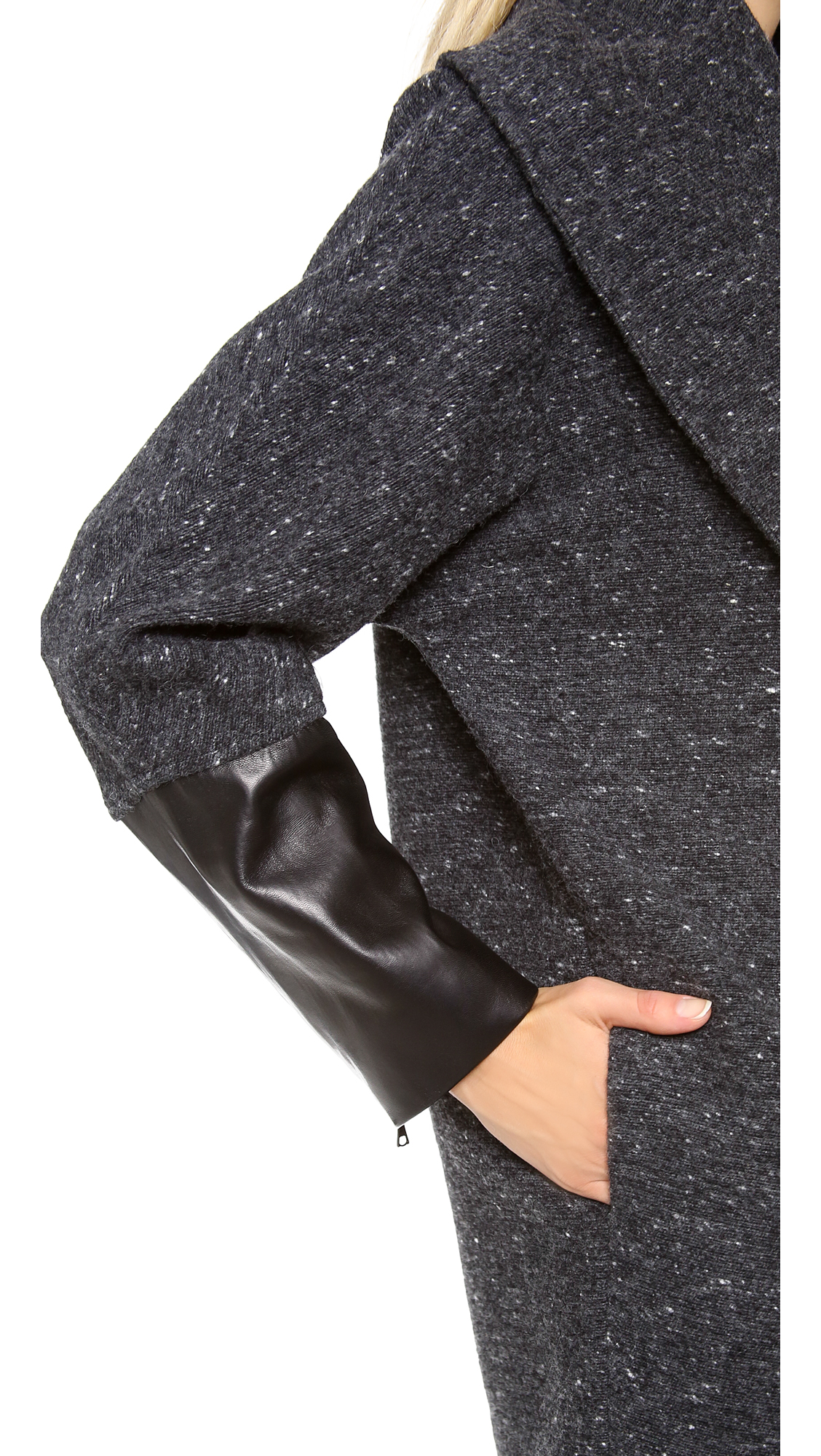 Kaelen Flecked Wool Cocoon Coat in Gray | Lyst