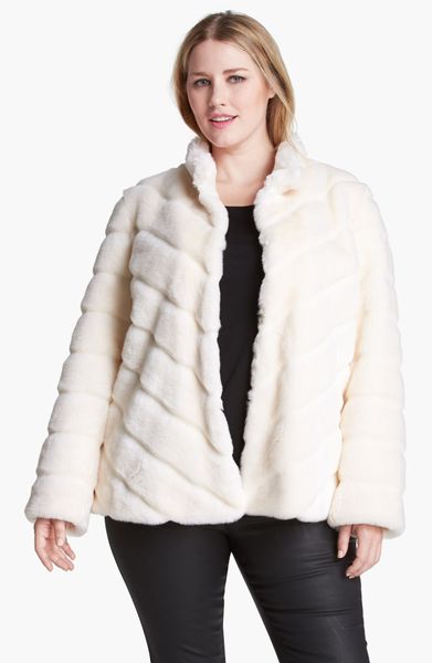 Kristen Blake Faux Rabbit Fur Jacket in White (Ivory) | Lyst
