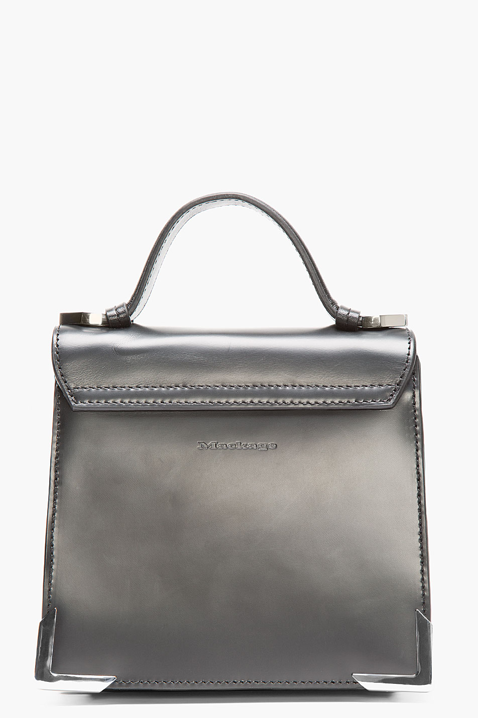Mackage Black Leather Croc Embossed Metal Frame Rubie Shoulder Bag ...