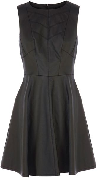 Oasis Sophia Pleat Faux Leather Dress in Black | Lyst