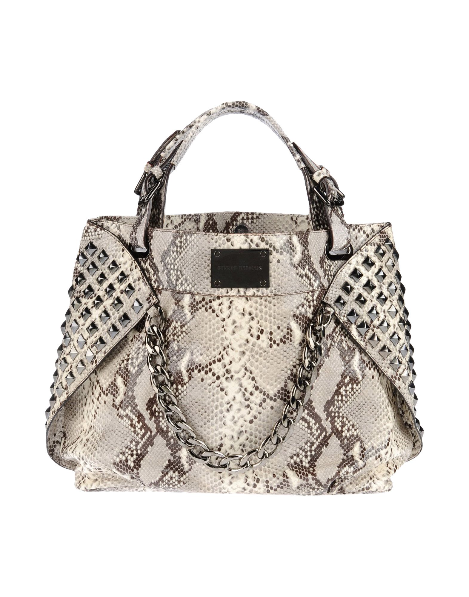 Balmain Studded Leather Tote in Light Grey (Gray) - Lyst