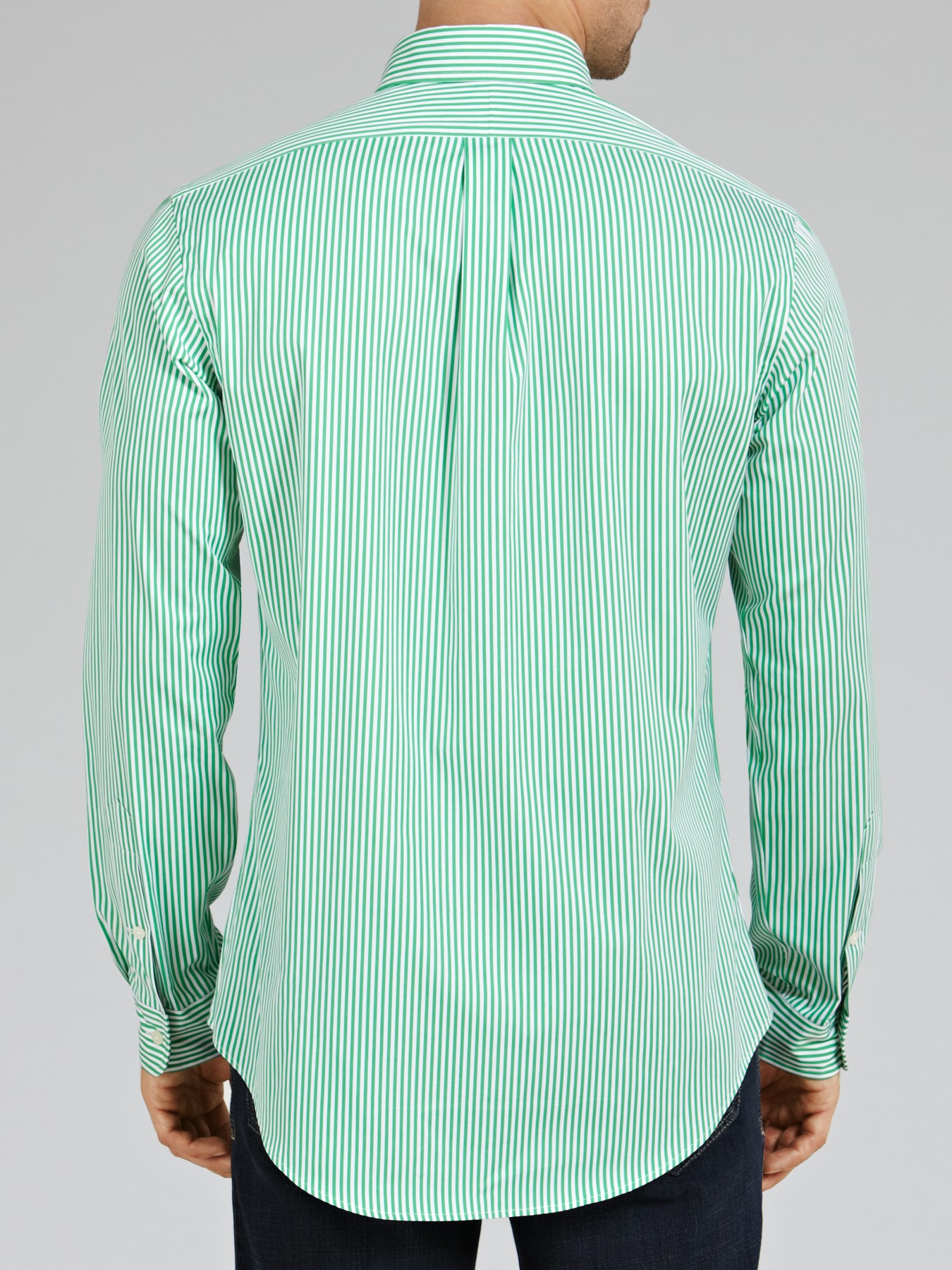 green striped oxford shirt