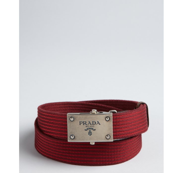 prada burgundy belt  