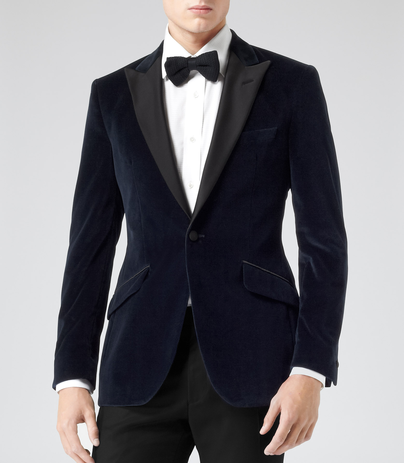 Reiss Goodwood Single Buttoned Velvet Blazer in Blue for Men | Lyst