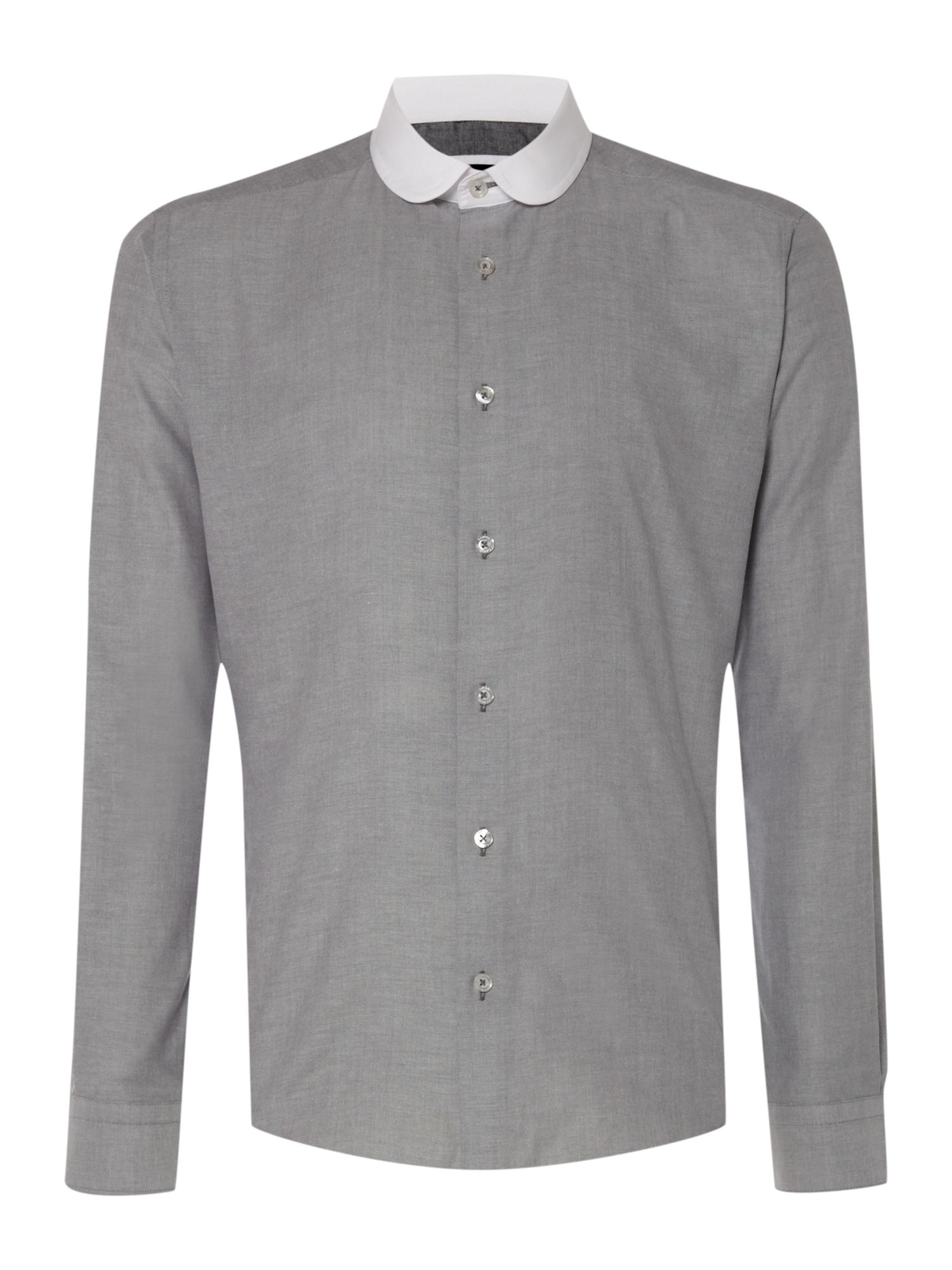 Remus uomo Oxford Contrast Penny Collar Shirt in Gray for Men | Lyst