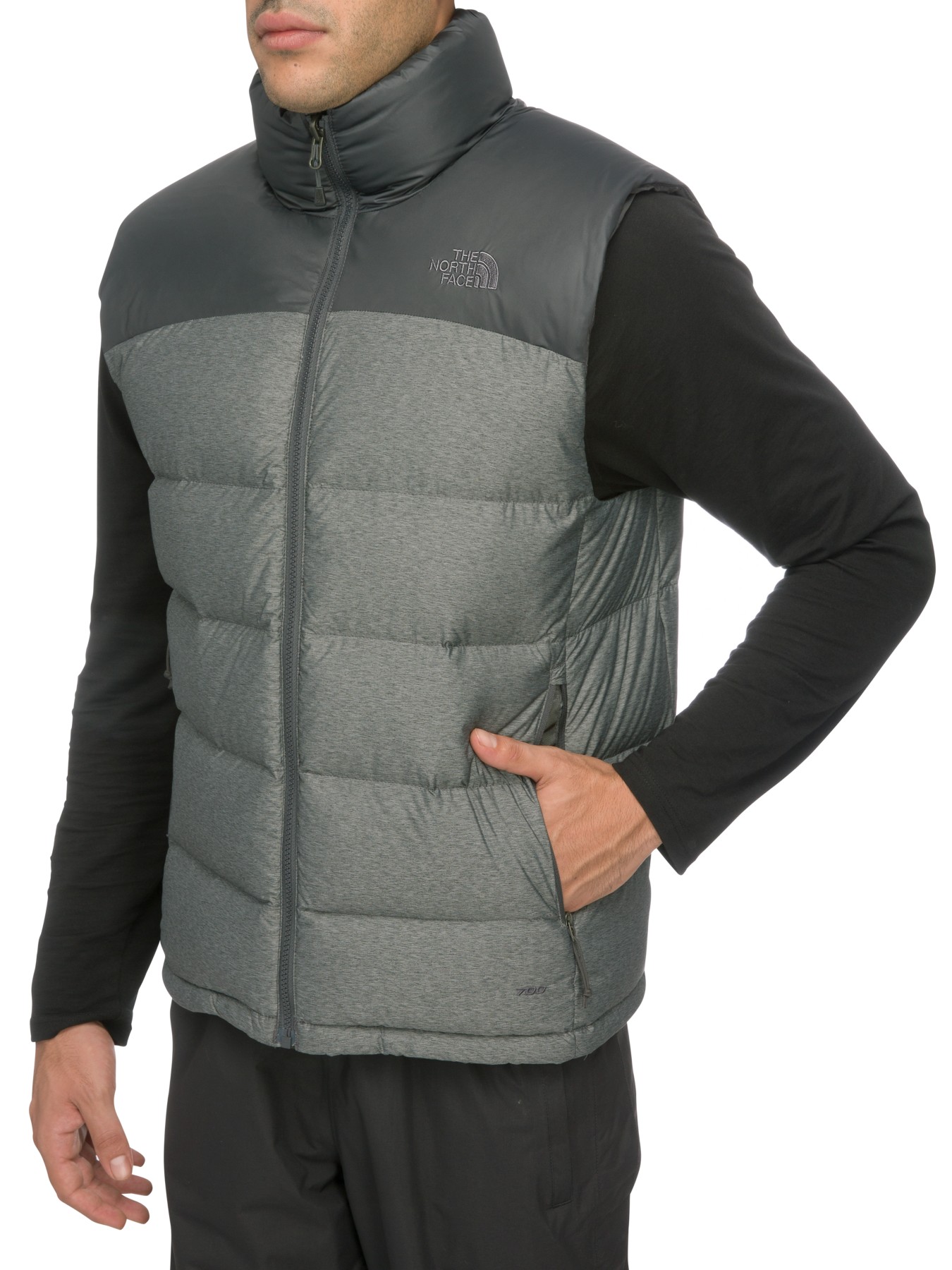 The North Face Goose Nuptse Two Tone Gilet in Grey (Grey) for Men - Lyst