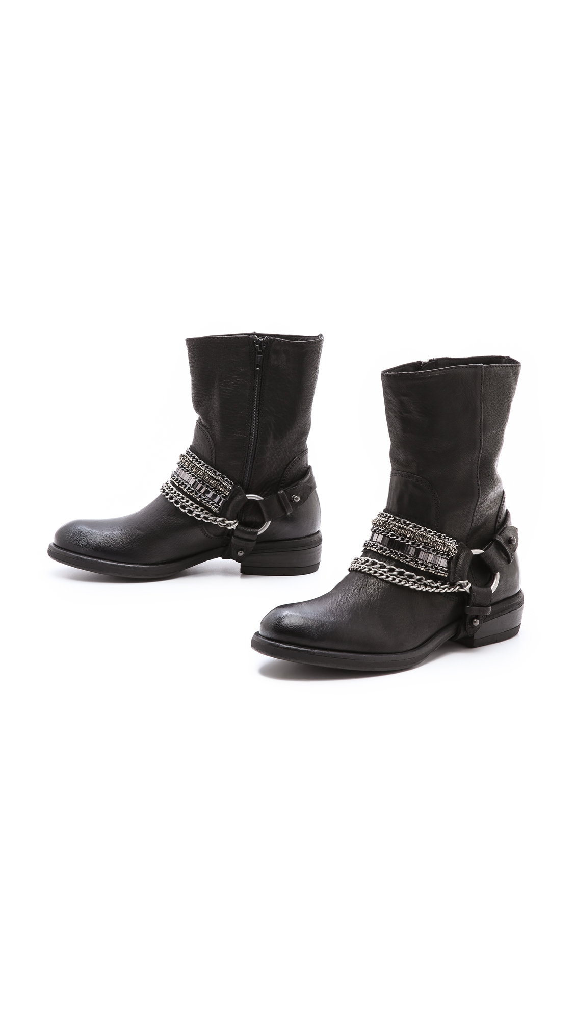 Vera Wang Valencia Chain Moto Boots in Black | Lyst